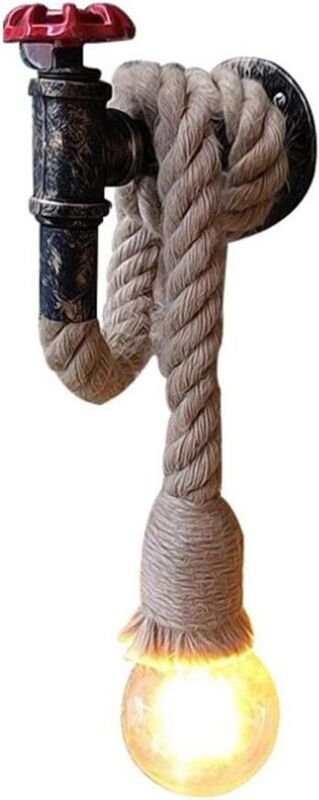 Wandleuchte E27 Industriell Retro Vintage Wandleuchte Hanfseil Eisen Wandleuchte für Restaurant Flur Wohnzimmer Balkon G...