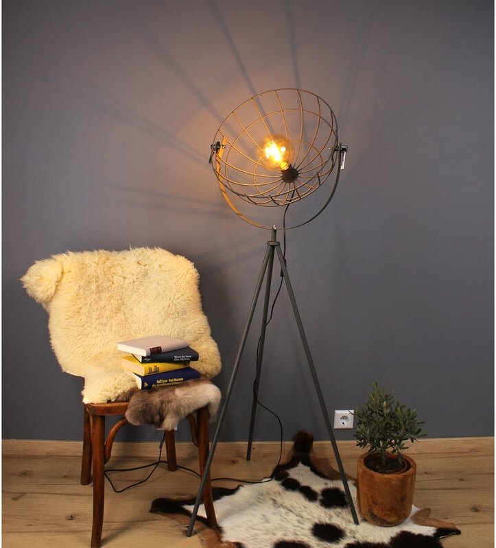 Eco-light - Retro Stehleuchte led grid schwenkbarer Gitterschirm aus Metall Anthrazit, 146cm