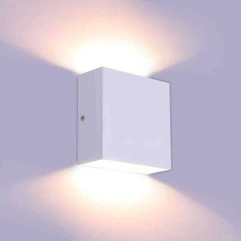 LED Wandleuchte Weiß 10x10cm – Dimmbar Wandlampe Innen Warmweiß
