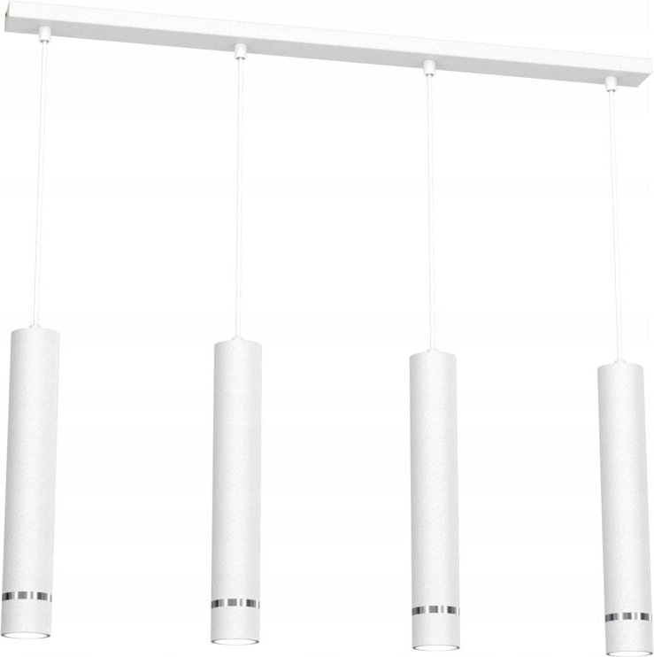 Hängelampe, Röhrenleiste, 4x Gu10-Röhren, über dem Tisch, Insel, weiß, chrom