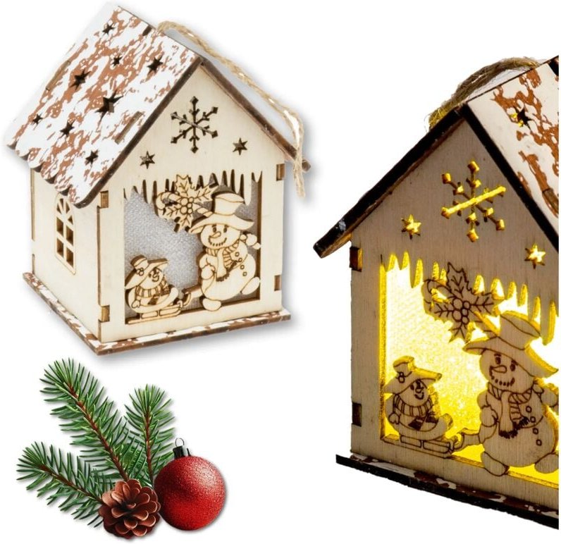 LED-Adventslaterne aus Holz mit Schneemann für den Kinderheiligen Abend