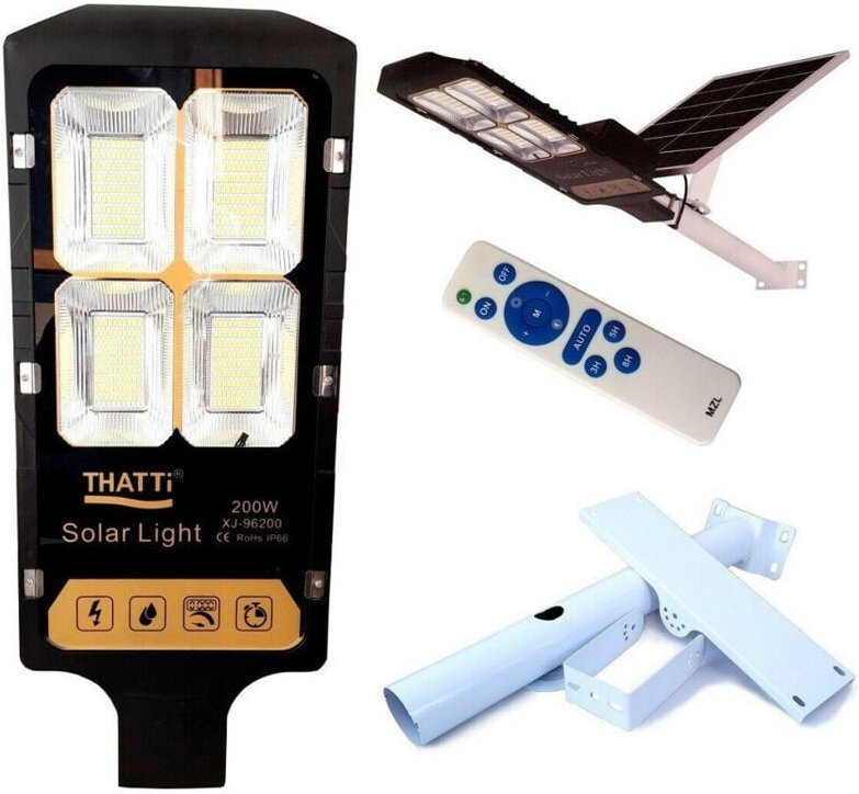 Trade Shop Traesio - Trade Shop - lampione stradale led 200 watt pannello solare mit staff telecomando XJ-96200 -
