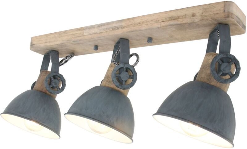 Deckenstrahler 3-flammig E27 B: 59 cm aus Metall Holz verstellbar Deckenlampe Deckenleuchte