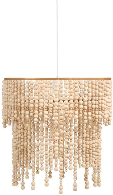 Beliani - Kronleuchter Hellbraun Gummibaumholz Holzperlen 2-Stöckig Boho Stil