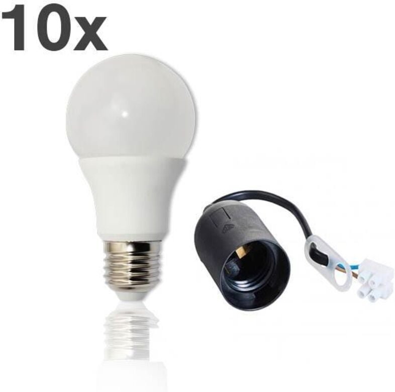 10x LED Leuchtmittel 7W 500lm + Baufassung E27
