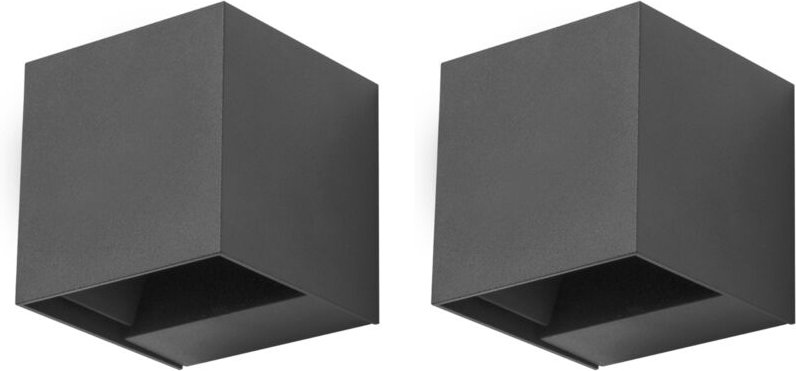 Rex (2uds) Aplique Exterior led con Haz de Luz Modulable IP54 Luz led Blanco Neutro 4000K 5.2W y 350lm Gris Urbano - For...