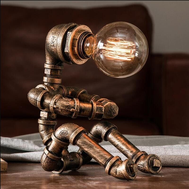 Schreibtischlampe aus Metall im Retro-Industrie-Design für Wohn-/Schlafzimmer, Tischleuchte mit bronzefarbener Fassung