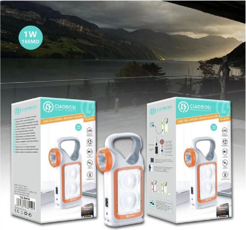 Trade Shop Traesio - Trade Shop - notlicht-lampe wiederaufladbare batterien 1W LED-Taschenlampe solar-ladung TX-8414 -