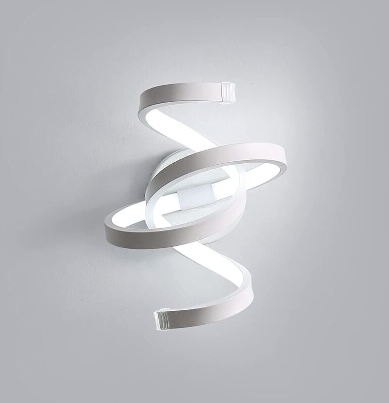 GOECO LED Wandleuchte Moderne Spiralform Wandlampe Kaltweiß 6000K Für Schlafzimmer, Wohnzimmer, Flur, Diele Weiß