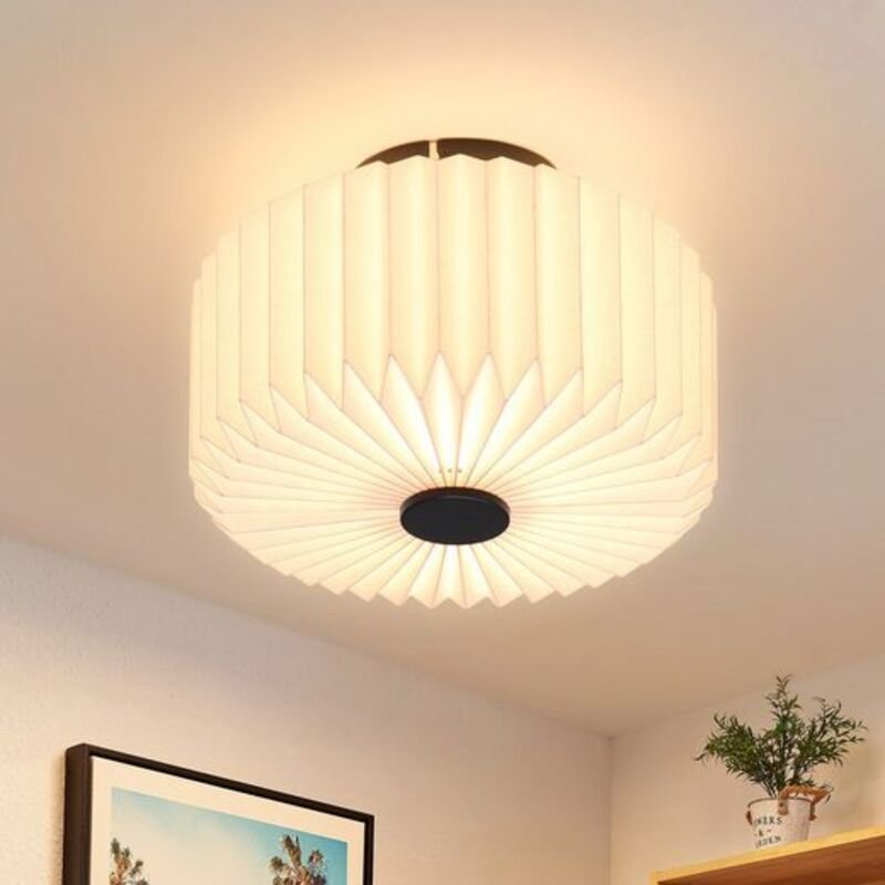 Deckenlampe Wohnzimmer Deckenleuchte Vintage - Weiß Küchelampe Papier Lampenschirm Industrial Design G9 Fassung Metall F...