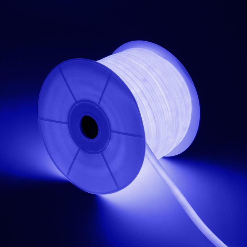 LED-Streifenrolle Neon Dimmbar 220V 50m Blau Rund 360° 9W/m Schnitt 100cm IP67 Blau