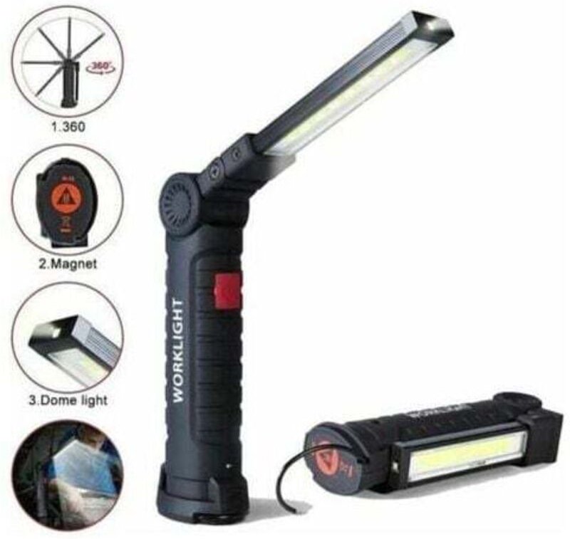 Wiederaufladbare LED-Arbeitsleuchte mit 800 Lumen, Magnetfuß, 5 Modi für Garage, Camping, Notfälle, tragbare LED-Taschen...