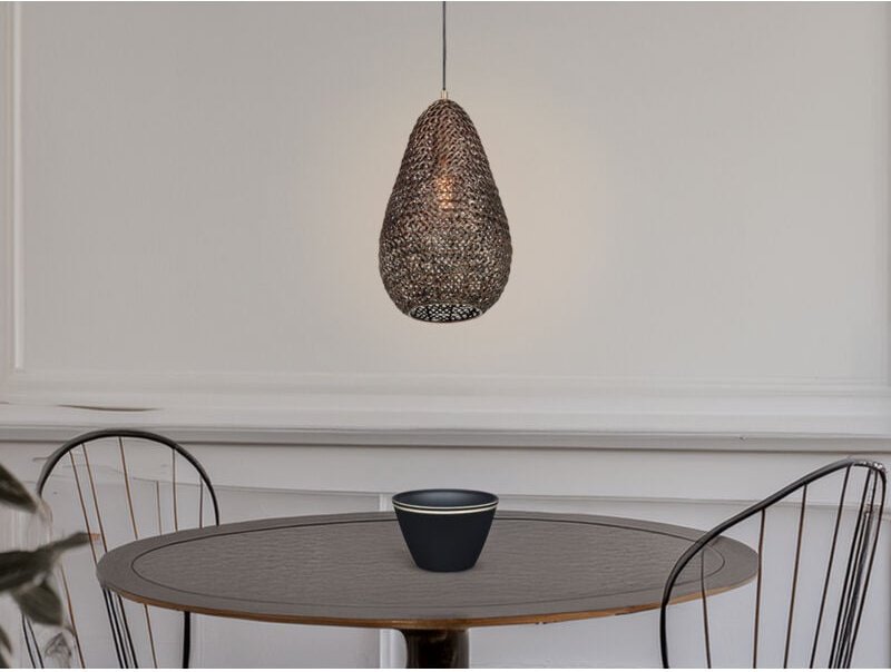 Meinewunschleuchte - Kleine Orientalische led Pendelleuchte aus Metallgeflecht in Altmessing, ø 23cm
