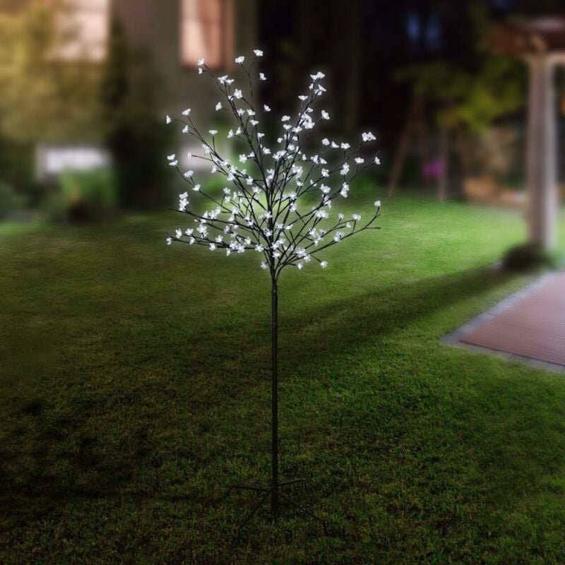 BURI LED-Lichterbaum Japanische Zierkirsche 1,5m Leuchtbaum Gartendeko Blüten Baum