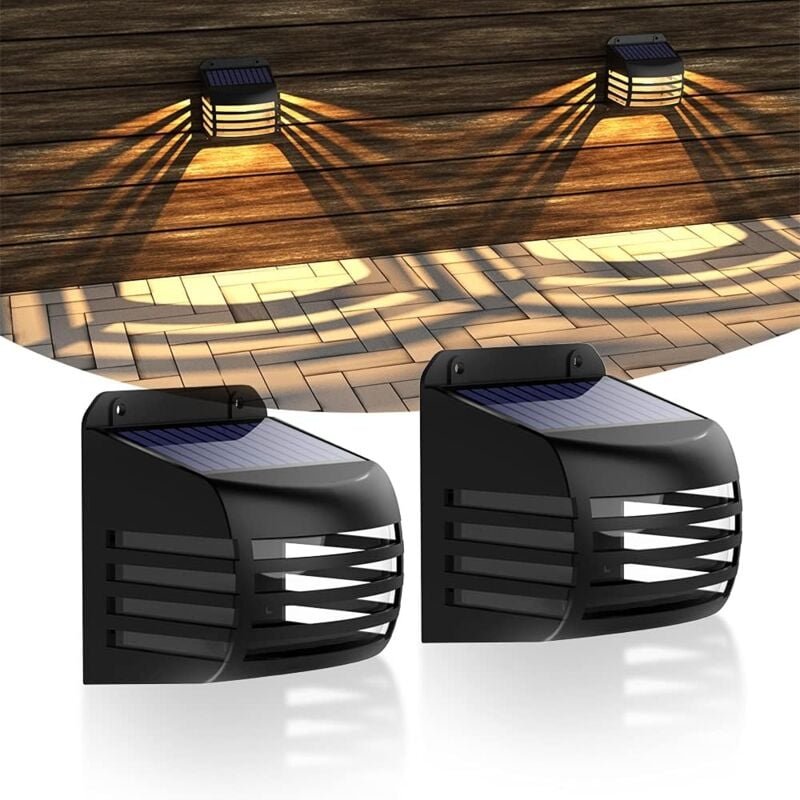 2er-Pack Solarleuchten für den Außenbereich, Gartenleuchten – wasserdicht – Zaunbeleuchtung für Einfahrt, Zaun, Terrasse...
