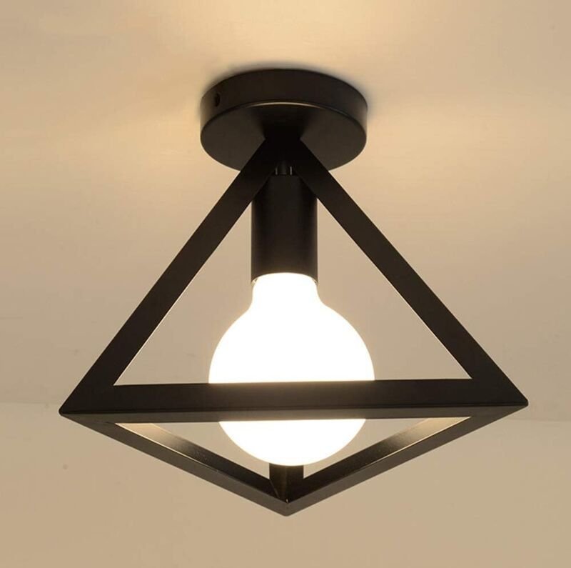 Deckenleuchte Industrielle Deckenlampe Dreieck Käfig Lampenschirm Retro Deckenleuchte E27 für Schlafzimmer Küche Wohnzim...