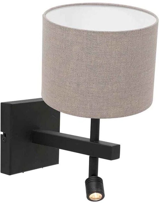 Wandleuchte - Stang - schwarz - leinen metall - - Steinhauer