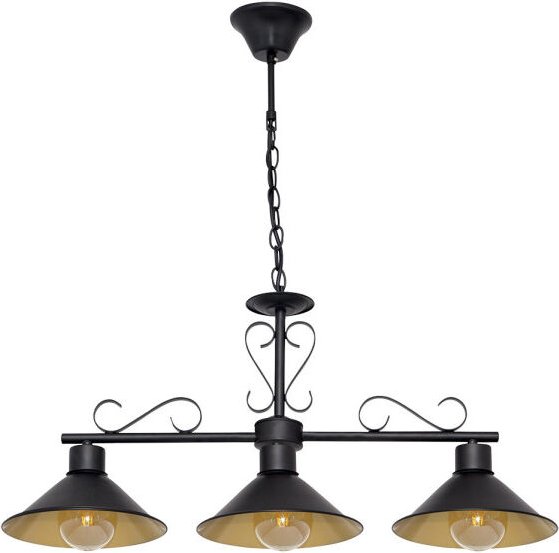 Anhänger azalea 3xe27 schwarz/gold regx86x20 cm