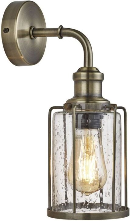 Pipes - 1 Licht Wandleuchte Antik Messing, Glasschirm, E27 - Searchlight