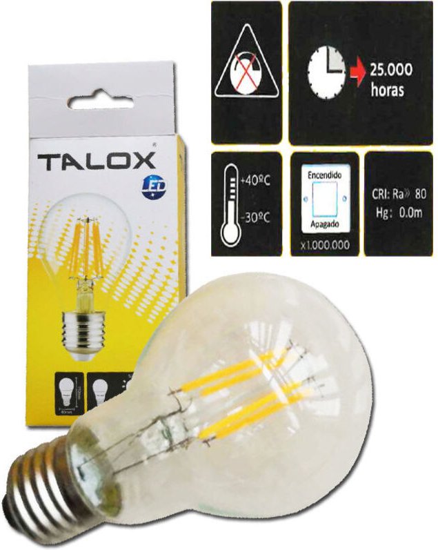 Talox LED-Glühlampe A-60 E27 6W 3000K 400 Lumen