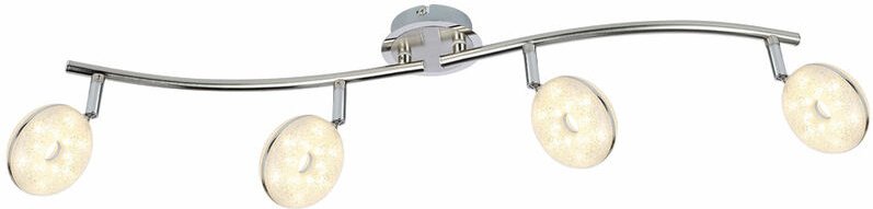 Led Spotleiste 4 Strahler Deckenleuchte schwenkbar Deckenlampe Modern, Chrom Glaskristalle, 4x 6W 475Lm warmweiß, LxH 70...