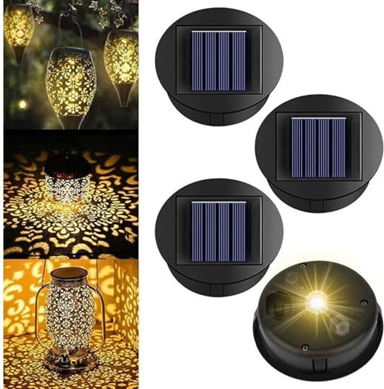 Thumbnail - 4er-Pack Solarleuchten für den Außenbereich, Ersatz für Solarlaternen, 8 cm Ersatz-Solarabdeckung, Solarleuchten für Auß...