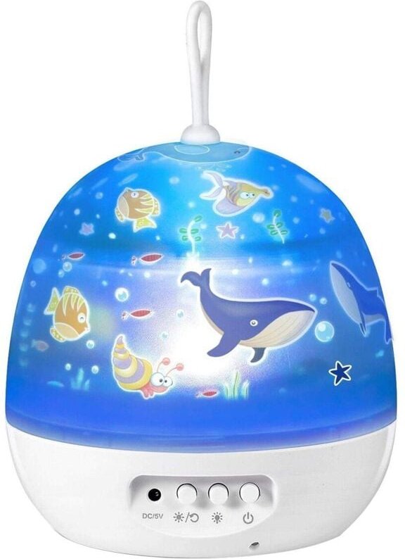 Nachtlicht, 8 Beleuchtungsmodi, 4 Filmeinstellungen, 360°-Drehung, USB, Planet/Ozean/Mond/Trojaner, Weiß