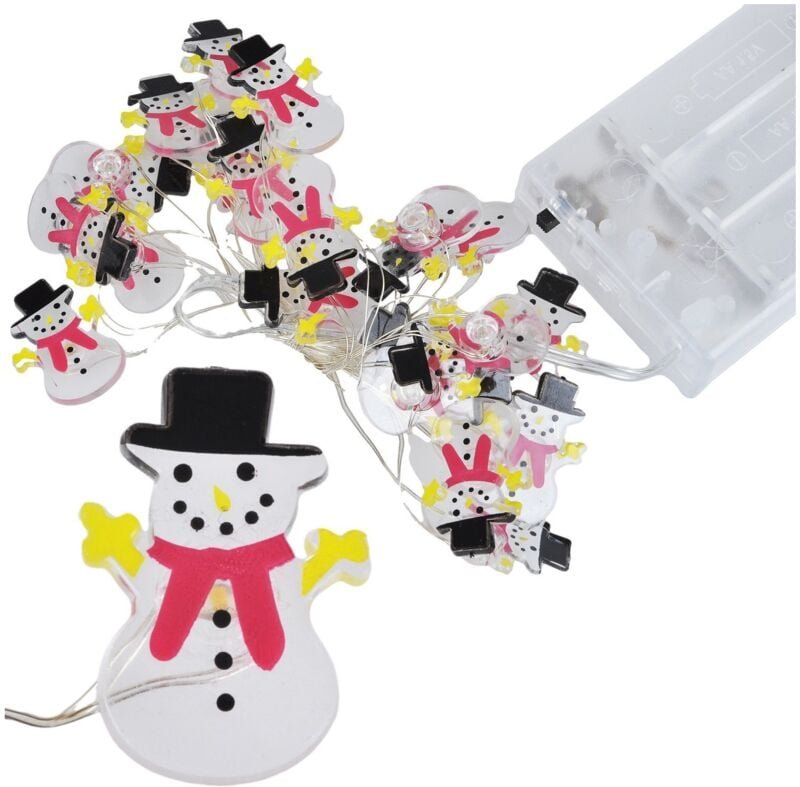 LED-Weihnachtsbeleuchtung, dekorative Lichterkette für den Weihnachtsbaum, batteriebetrieben, 20 LED-Schneemann