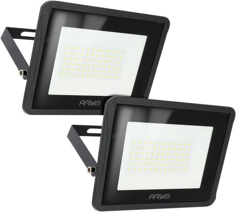 Lot von 2 LED-Flutlichtern 50W Hohe Helligkeit 4500 Lumen IP65 Farbtemperatur: Warmweiß 3000K