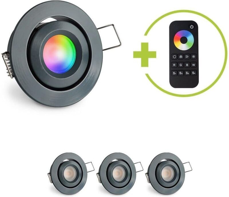 Einbaustrahler Mini schwenkbar Matera 3W RGBW IP44 - Farbe: anthrazit RAL 7016 - Anzahl: 4x