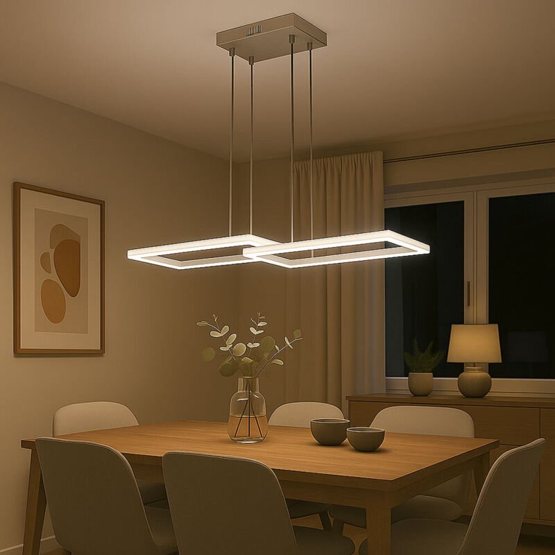 Hängelampe Wohnzimmerlampe Pendelleuchte Deckenlampe Esszimmerleuchte, Metall Kunststoff silber, Fernbedienung dimmbar r...