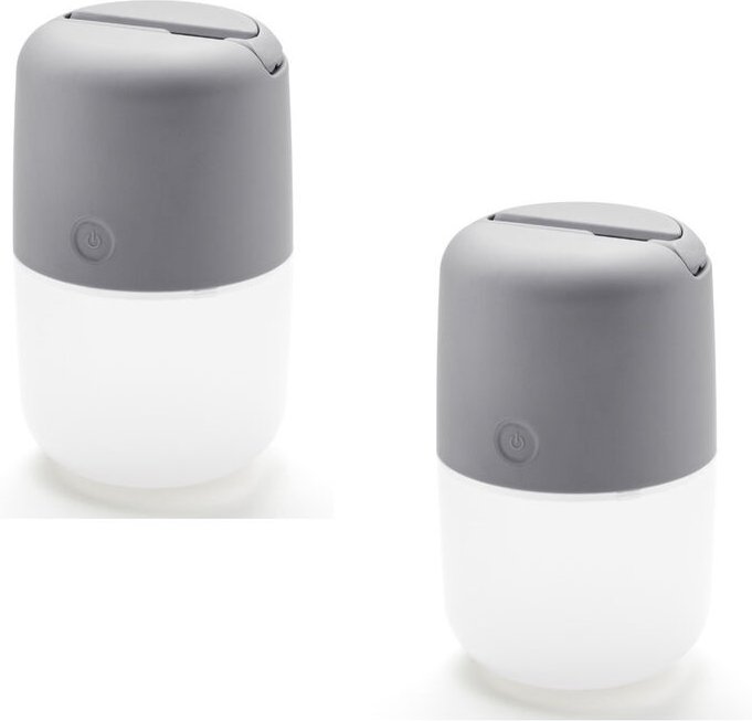 Konstsmide - 2er Set Solar led Leuchte assisi mit 3-Stufen Dimmer & USB-Kabel, IP44, Grau