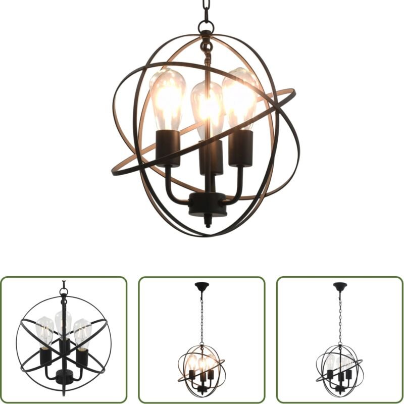 Esszimmerbeleuchtung - Hängelampe Schwarz Kugel 3 x E27-Fassung