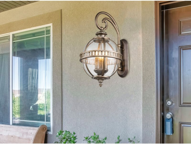 Meinewunschleuchte - Große led Außenwandleuchte im Jugendstil, Bronze Höhe 49cm