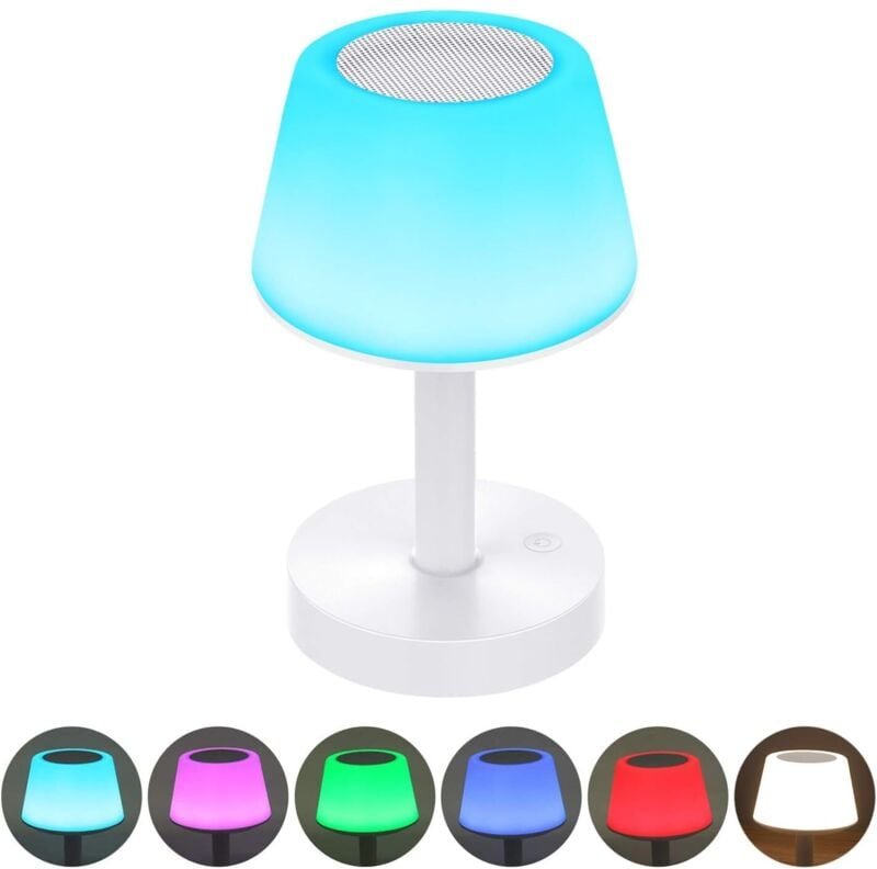 Tragbarer Bluetooth-Lautsprecher mit LED-Nachttischlampe, Touch-Nachtlicht mit Farbwechsel, wiederaufladbare Tischlampe ...