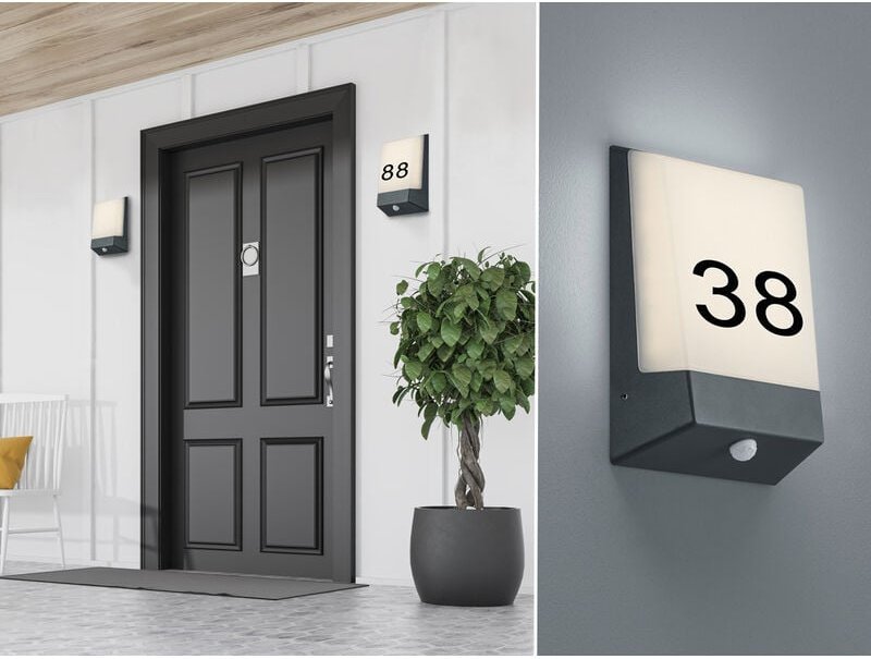 Trio Leuchten - 2er Set led Hausnummernleuchten mit Dämmerungssensor, Anthrazit