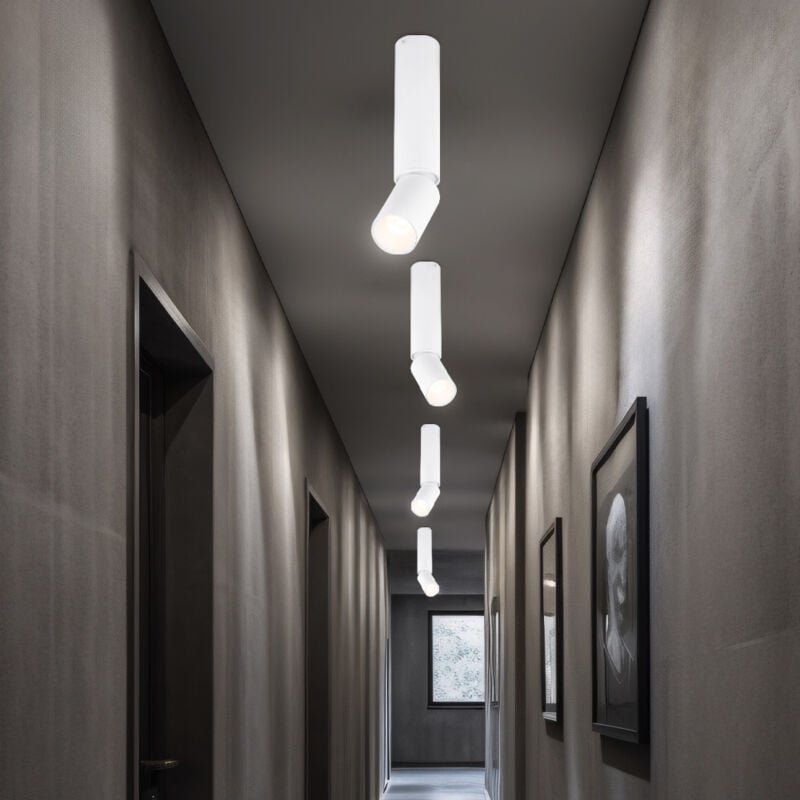 Deckenlampe Deckenstrahler Esszimmerleuchte Wohnzimmerlampe Küchenleuchte, Aluminium weiß, Spot beweglich, 1x LED 8W 502...