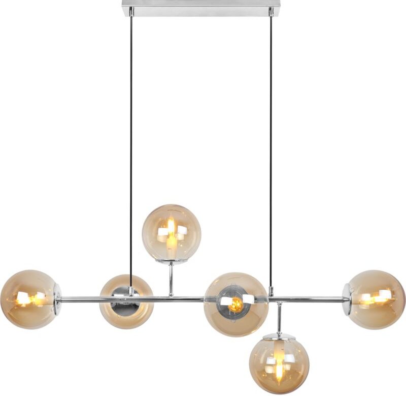 Siena Deckenleuchte Chrom 6plat Honig E14 Lange Arme