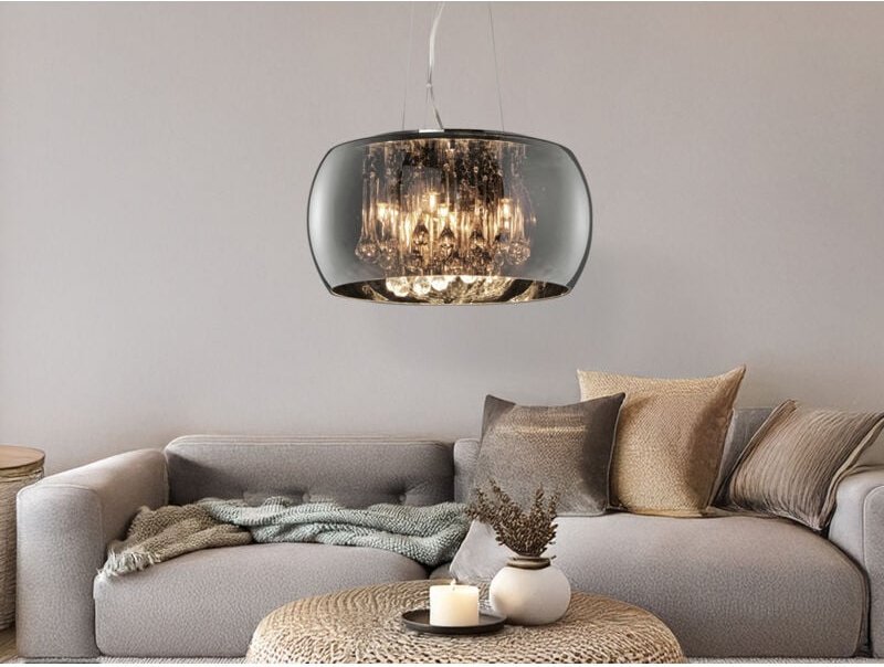 Thumbnail - Kristall led Pendelleuchte Glas Chrom verspiegelt & Rauchglas Optik ø 40cm