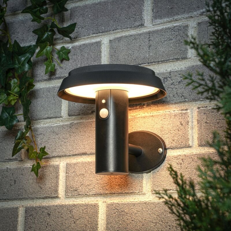 Solar Sensor-Wandleuchte Sophia CCT außen wetterfest EDELSTAHL schwarz 102940