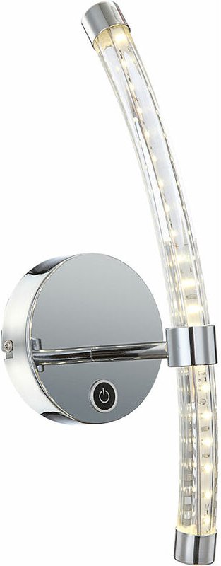 Led Wandleuchte Glas gebogen Flurleuchte Wohnzimmerlampe Touchdimmer Wandlampe Chrom, 7W 490lm neutralweiß, BxH 12x37 cm...