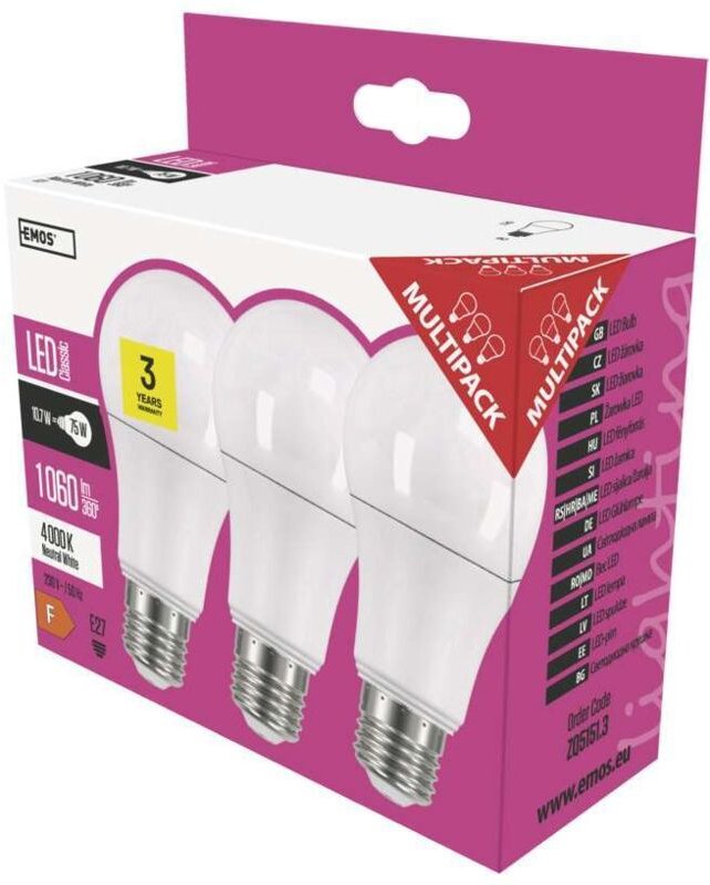 3 Stk. LED-Glühbirnen A60 E27 neutralweiß 10.7 W