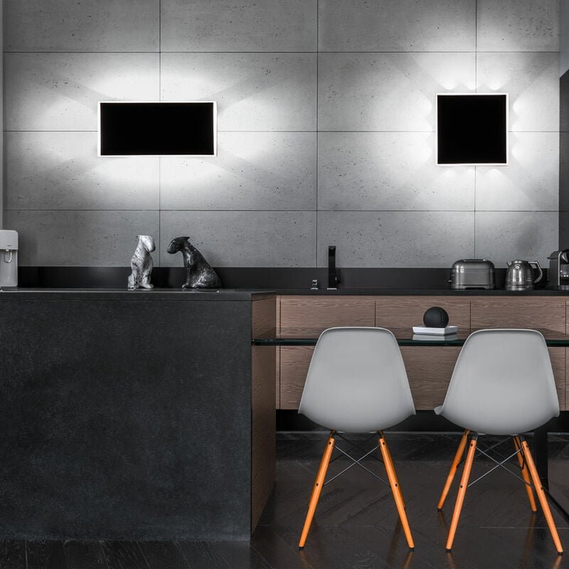 Wandlampe Flurleuchte led Wandleuchte indirekte Beleuchtung Schlafzimmerlampe schwarz, Metall Acryl, 12W 850lm warmweiß,...