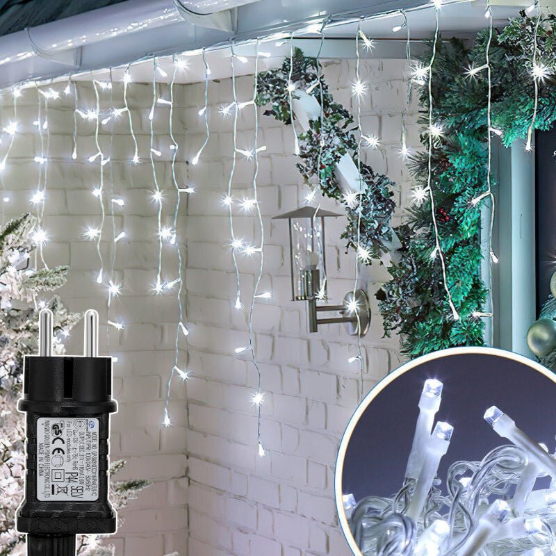 Thumbnail - Swanew LED-Lichterkette Eisregen LED-Lichtervorhang für Außen Innen Lichterkettenvorhang mit 8 Modi IP44 Wasserfest Weih...