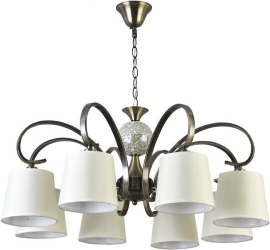 Fabrilamp - Concordia Kronleuchter 8xe14 Leder Lampenschirm Beige REGx75x75