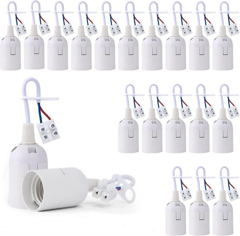 ZVD - 20 Stück E27 Lampenfassung Lampenfassung mit Phasenprüfer, Lichtsockel Hängefassung Baustellenfassung Sanierung Er...