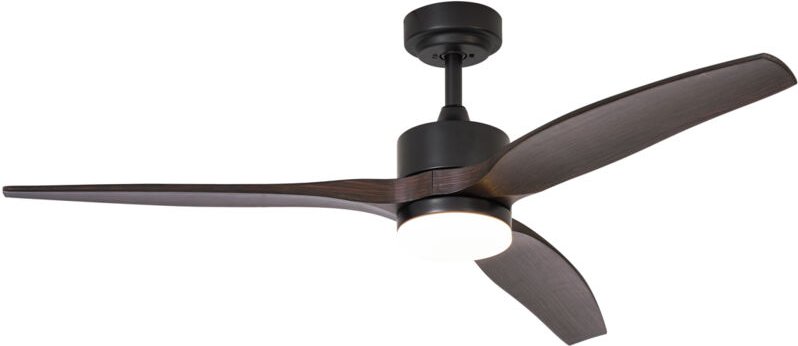 Smarter Deckenventilator schwarz mit Holzprint 132cm inkl. led Dimmbar mit Fernbedienung - Joly