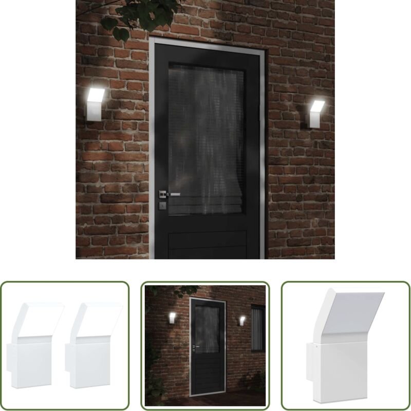 vidaXL Gartenbeleuchtung - LED-Außenwandleuchten 2 Stk. Weiß Aluminiumdruckguss