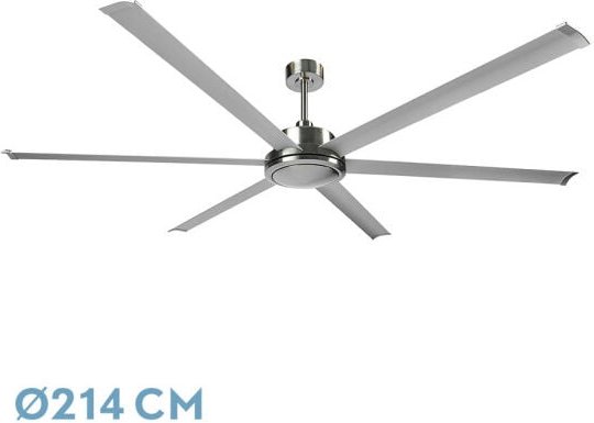 ABRILA - SANSON DC Ventilator - Farbe Nickel mit sechs Flügeln of Aluminium in Farbe Silber mit 6 einstellbaren Geschwin...