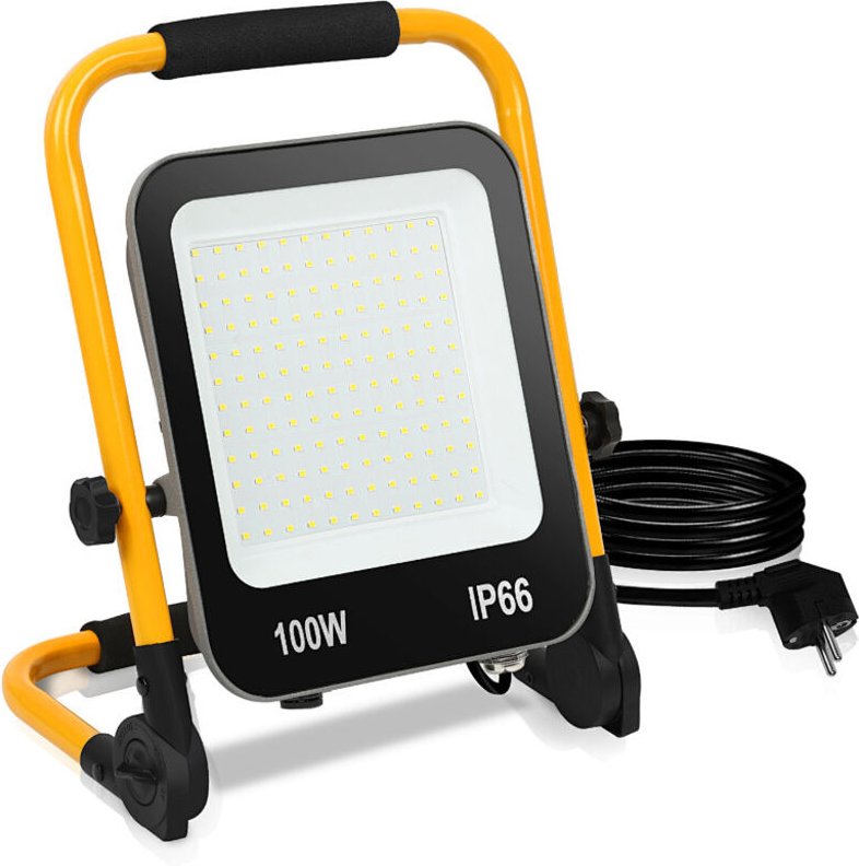 Wolketon LED Baustrahler Arbeitsleuchte 100W 10000LM Kaltweiß LED Fluter mit 3M Kabel und Wasserdicht IP66 Strahler für ...